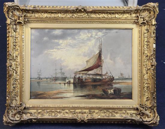 19th century Dutch School Shipping along the Dutch coast 14 x 20in.